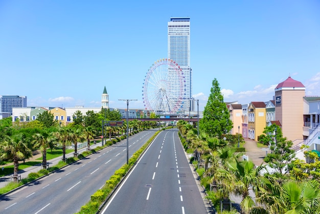 Osaka , Japan - May 10 , 2018 : Cityscape of Rinku Town viewing Rinku Gate Tower Building and Ferris wheel