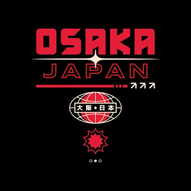 Foto osaka japan vintage t-shirt straatkleding typografie slogan t-shirt ontwerp vector illustratie