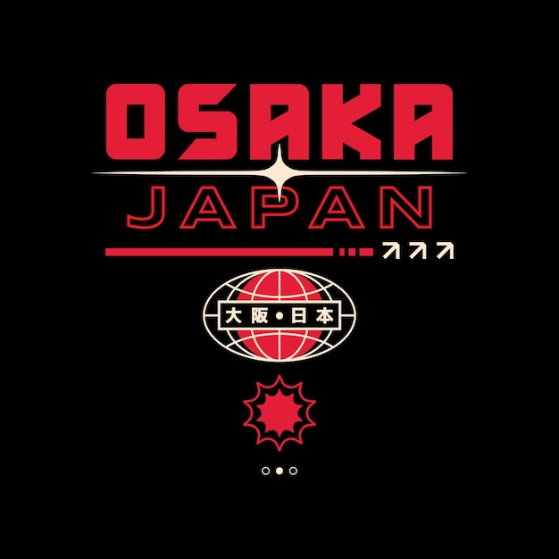 Foto osaka giappone t-shirt vintage streetwear tipografia slogan t-shirt design illustrazione vettoriale