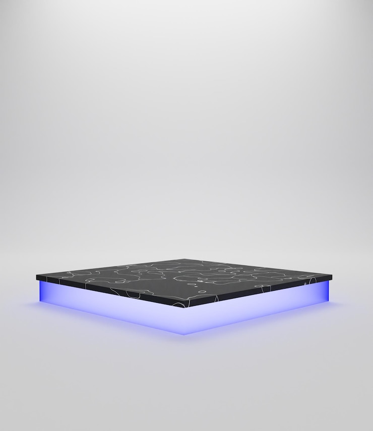 Foto osan blue marble-podium met neonlicht