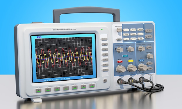 Осциллограф на столе 3D рендеринг