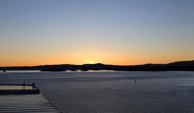 Oslo fjord at sunset as tourist interest from a cruise ship