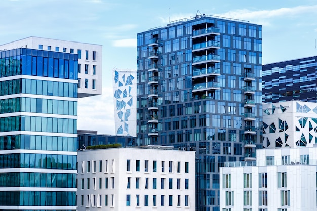 Oslo skyline moderne stadsarchitectuur onroerend goed kantoorgebouwen in Barcode District in Noorwegen
