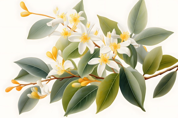 Osmanthus Bloom Detailed Floral Drawing