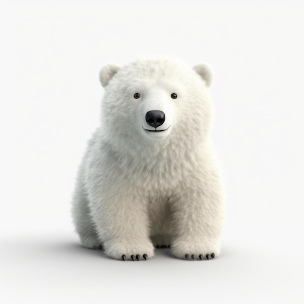 Oso polar cartoon 3d sobre fundo blanco bear полярный nieve hielo polo sur polo norte animal