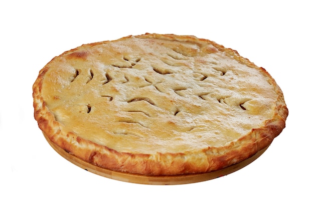 Ossetian pies with cheese, potatoes, herbs, cottage cheese, cherries, beef, mushrooms, isolate