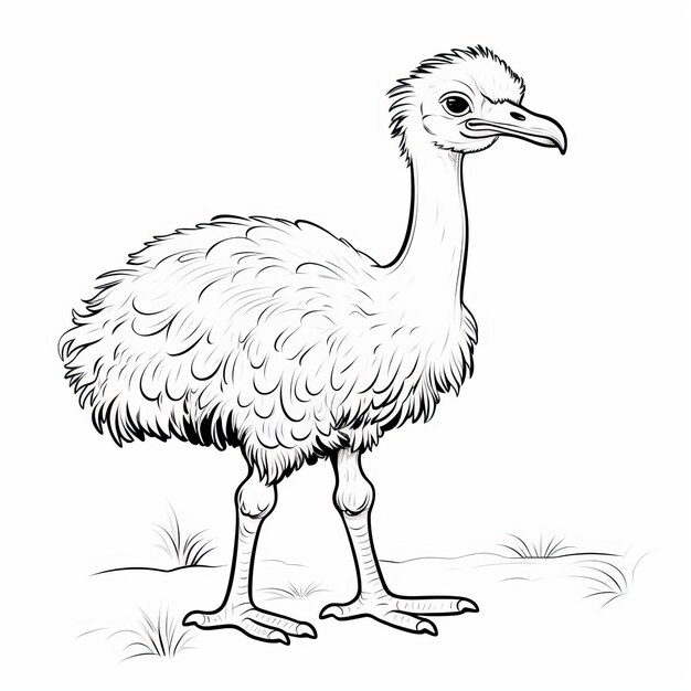 Ostrich Coloring Book Page For Toddlers