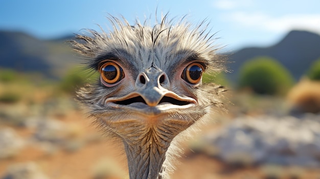 Ostrich head closeup outdoors