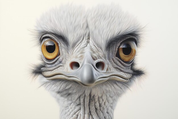 Ostrich head with big eyes Closeup portrait