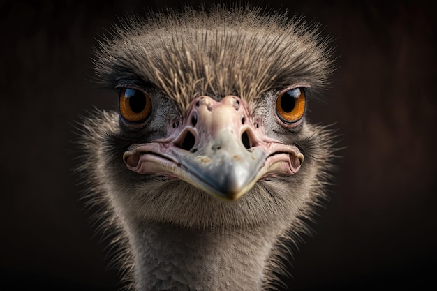 Ostrich Is Angry Portrait up close Ostrich head up close Struthio camelus