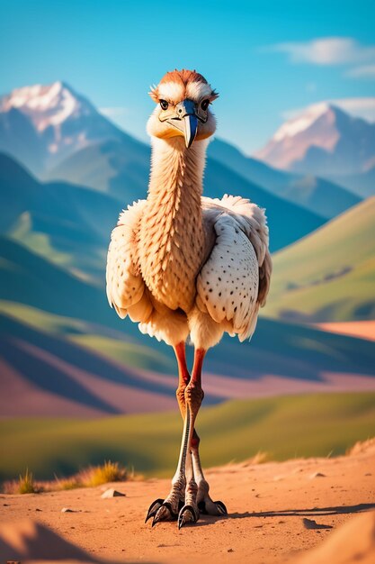 Ostrich large bird animal wallpaper background illustration strong body running at high speed