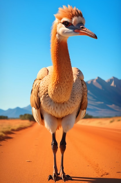 Ostrich large bird animal wallpaper background illustration strong body running at high speed