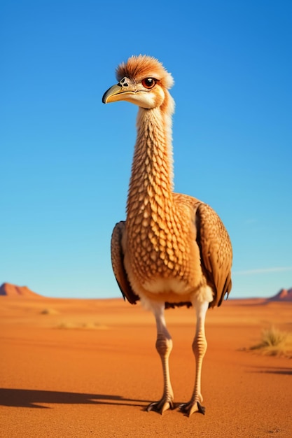 Ostrich large bird animal wallpaper background illustration strong body running at high speed