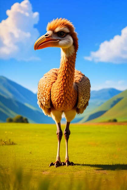 Ostrich large bird animal wallpaper background illustration strong body running at high speed