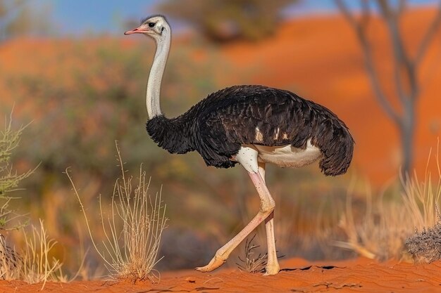 Ostrich Striding Across Desert Bird watching