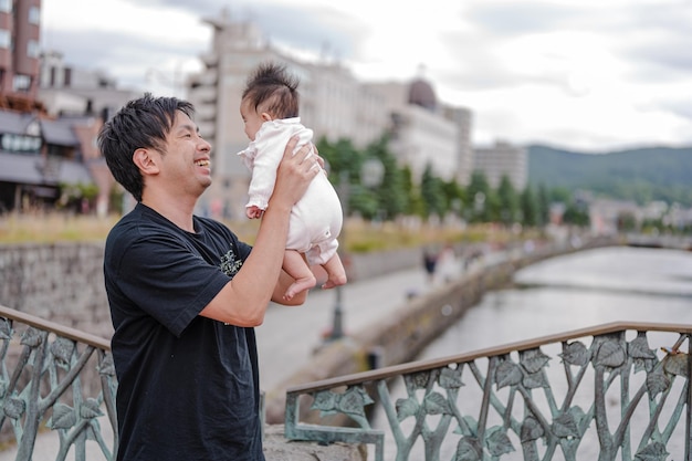 오타루 운하와 부모와 자식