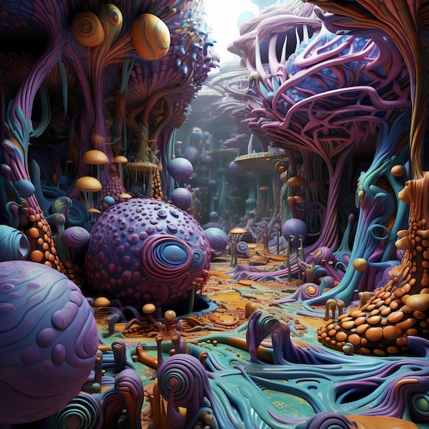 Other planet scenary another world 3D fantastic landscape