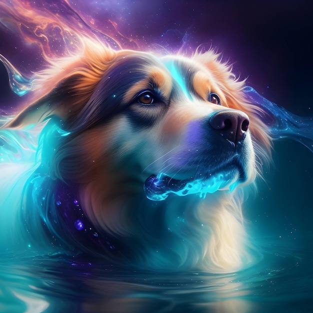 Photo otherworldly cool dreamy dog