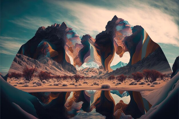 An otherworldly landscape is revealed through distorted images