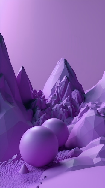 Otherworldly and mystical landscape wallpaper in purple tones