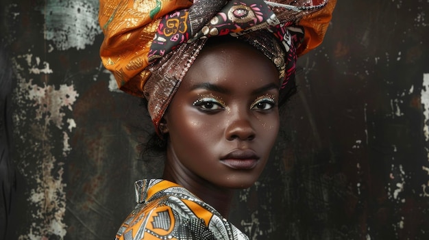 An otherworldly portrait of a black woman in a highfashion interpretation of an indigenous african