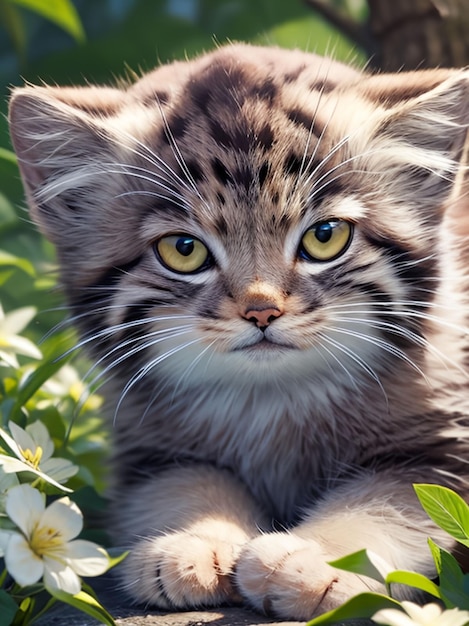 Otocolobus manul cat for mobile wallpaper