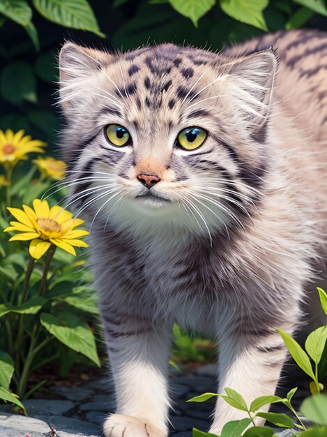 Otocolobus manul cat for mobile wallpaper