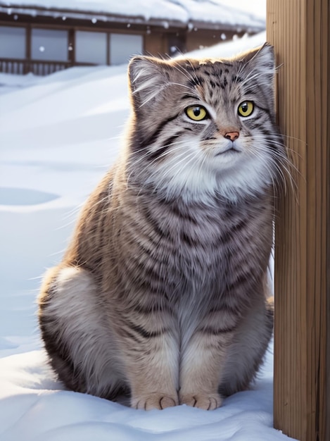 Photo otocolobus manul cat for mobile wallpaper