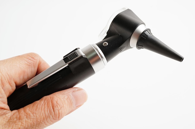 Otoscope isolated on white background for otolaryngologist or ENT physician doctor examining