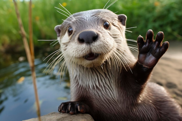 Foto otter in het water.