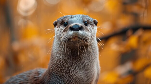 Otter Portrait in Autumn