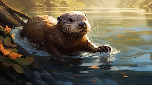 otter on the rock