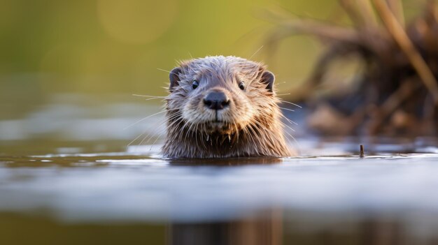 An otter swimming in water