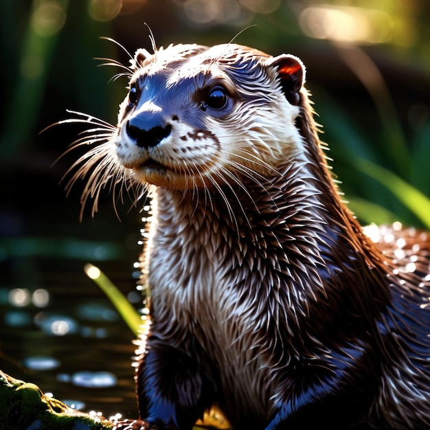 Photo otter wild animal living in nature part of ecosystem
