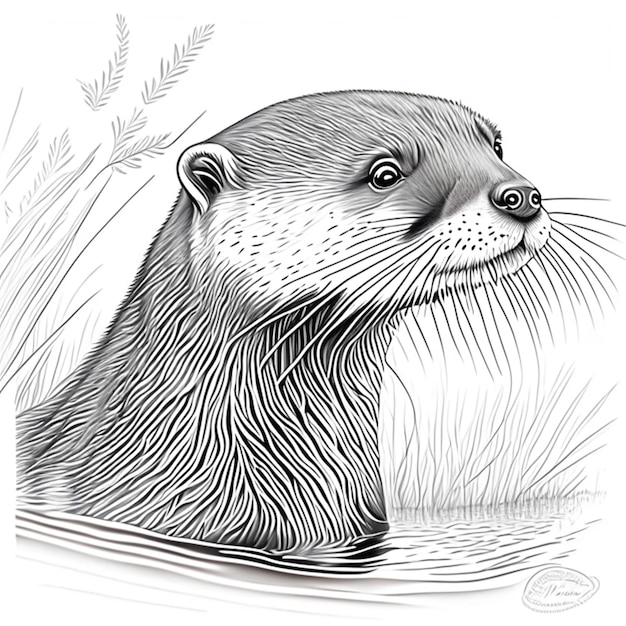 OtterColoring page for adults Coloring page for kids