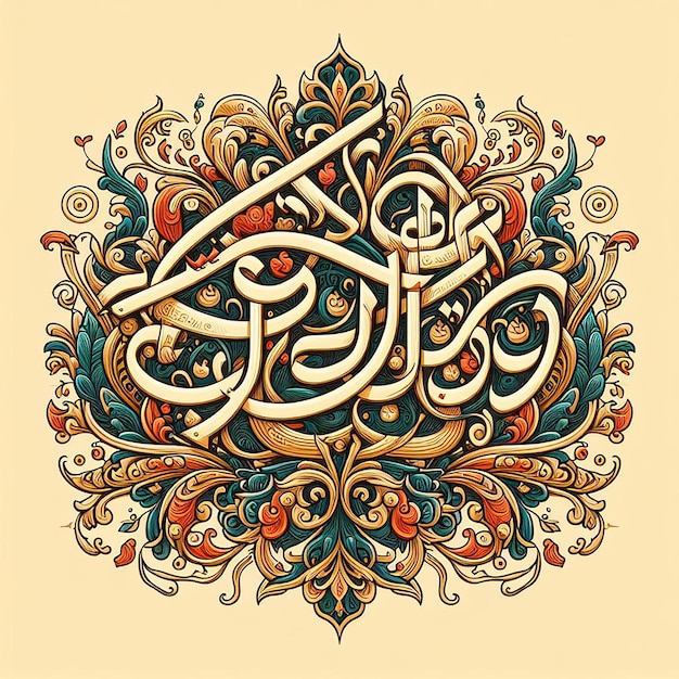 Ottomaanse geïnspireerde kalligrafische stijl voor Ramadan Kareem met bochten en bloei