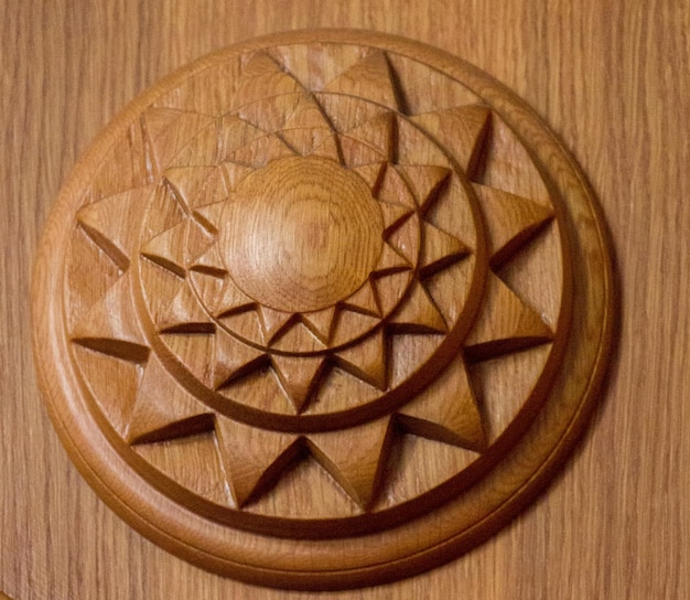 ottoman art with geometric patterns on wood