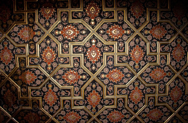 Ottoman floral patterns on wood