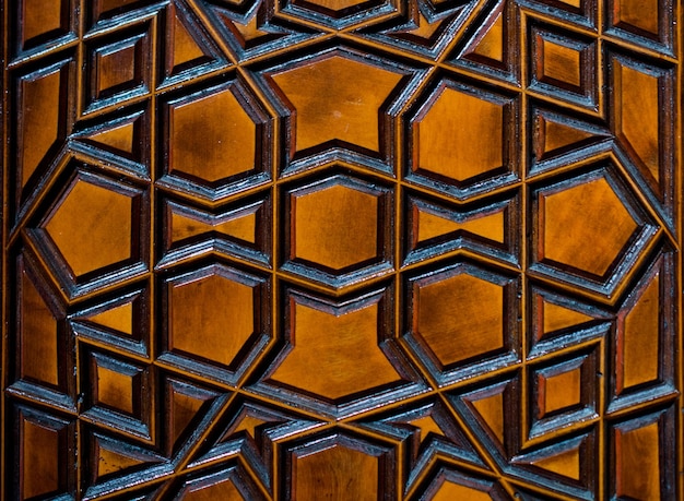 Ottoman turkish art with geometric patterns on wood