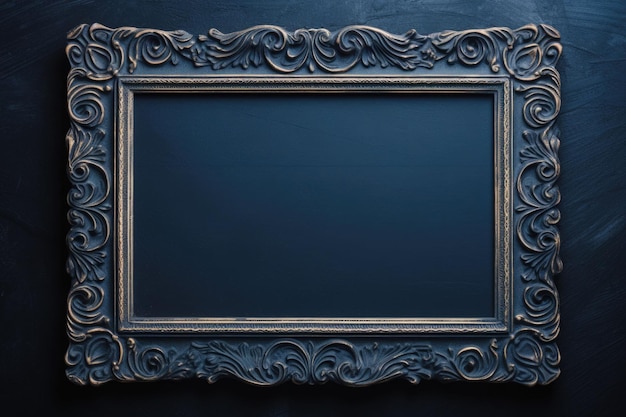 Oud antiek frame op de donkerblauwe muur AI gegenereerde afbeelding