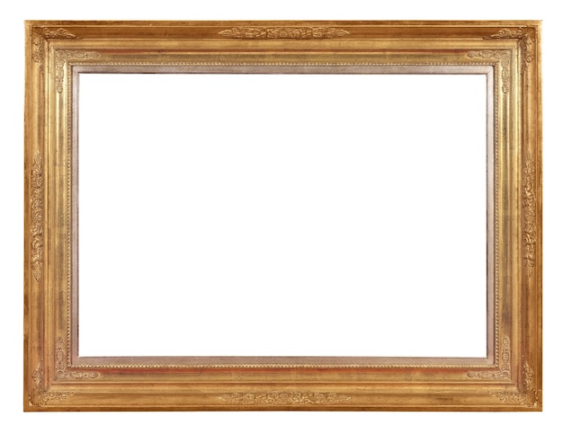 Oud antiek gouden frame dat op wit wordt geïsoleerd