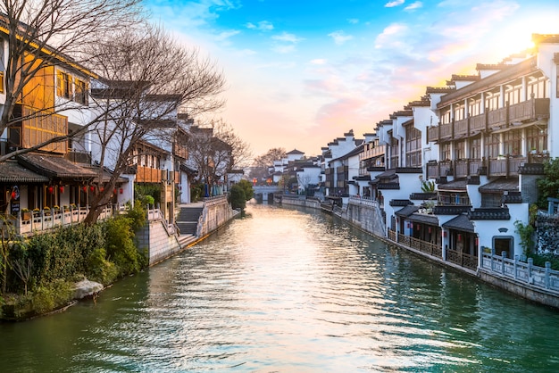 Oud architecturaal landschap van Qinhuai-rivier in Nanjing