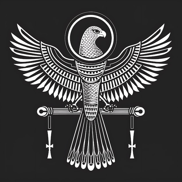 Oud-Egyptische farao Cartouche Logo met valken en Ank T-shirt Tattoo Ink Outline CNC Design