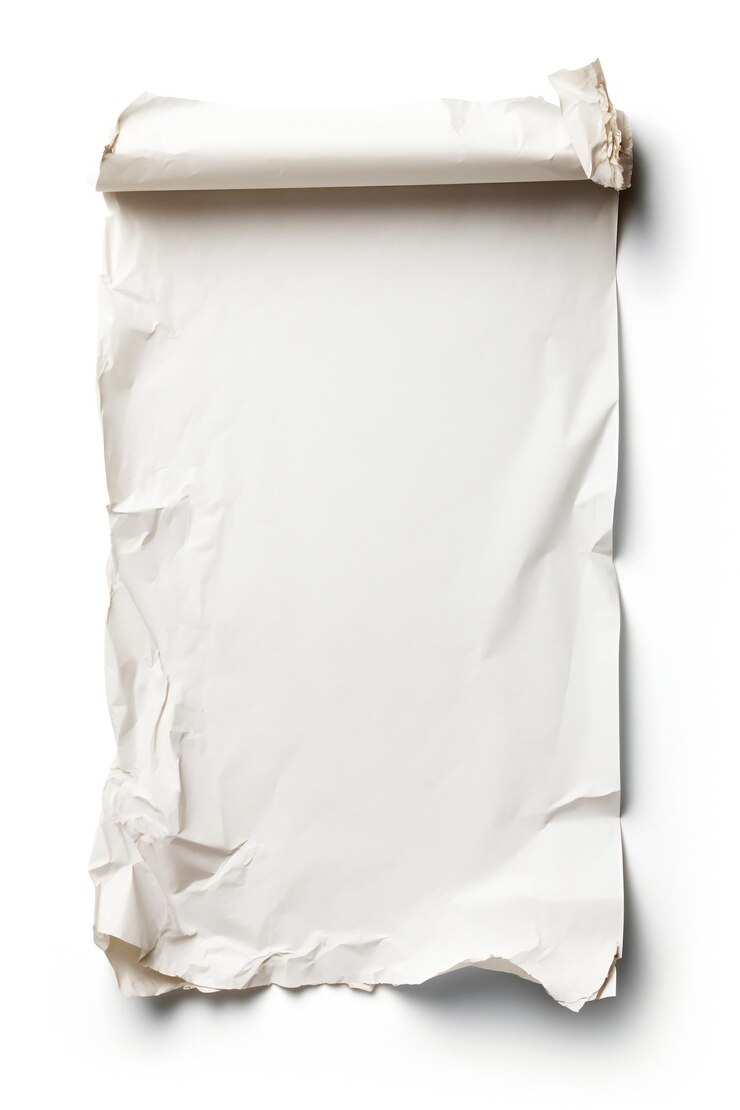 Foto oud gerimpeld leeg papier op witte achtergrond