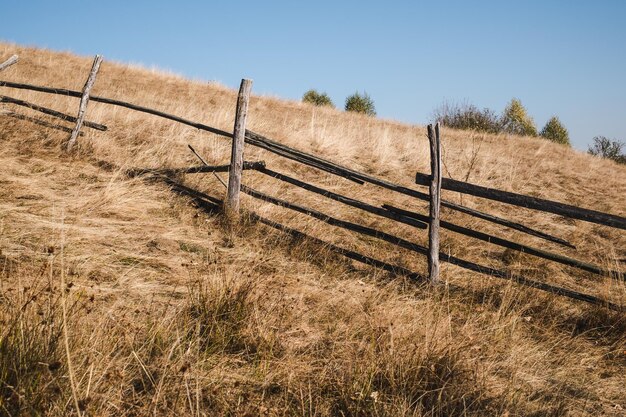 Foto oud houten hek beschadigd in het wild fantanele dorp gebied sibiu county roemenië