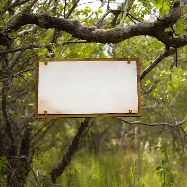 Foto oud houten teken dat met boom in de jungle hangt