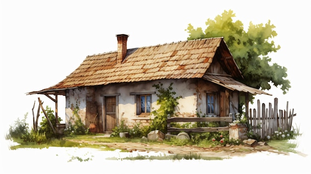 Oud landelijk huisje in de tuin