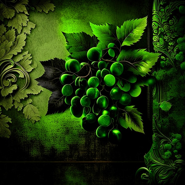 Oud papier textuur zwarte en groene druif achtergrond