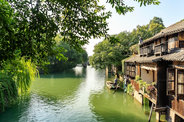 Oud woonlandschap in Wuzhen, China, Azië