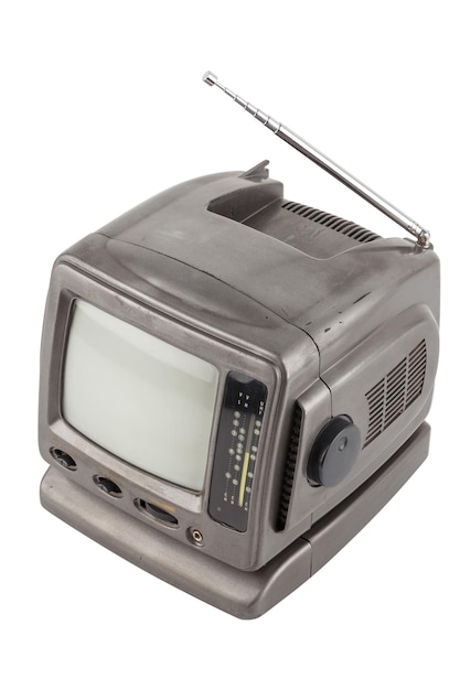 Oude 55 inch portable analoge crt tv-eenheid geïsoleerd op wit